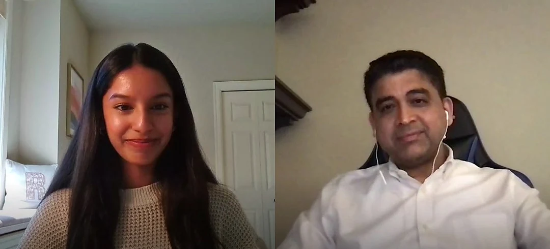 Reva Desai and Rahul Bhagat during their remote interview